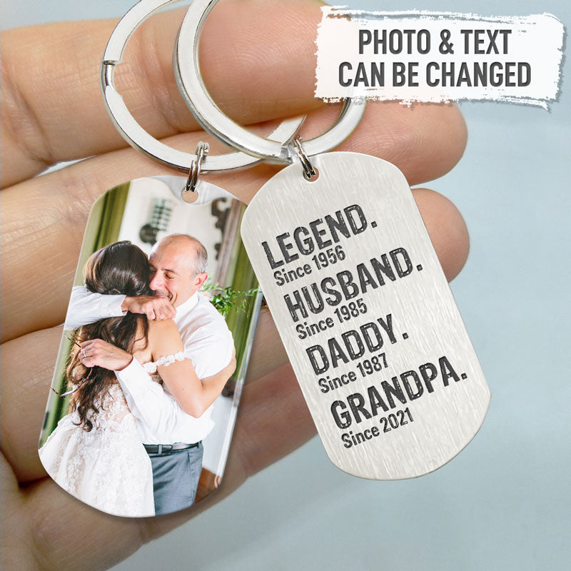 Legend Husband Daddy Grandpa, Personalized Keychain, Gifts For Him, Custom Photo