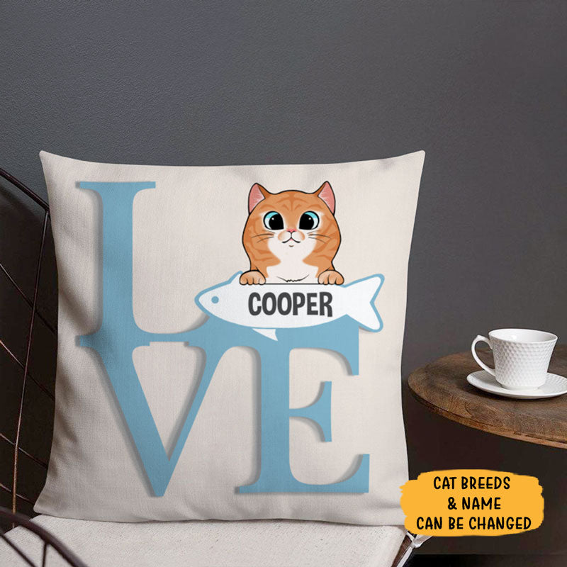 Love, Cat Cute, Personalized Pillows, Custom Gifts for Cat Lovers