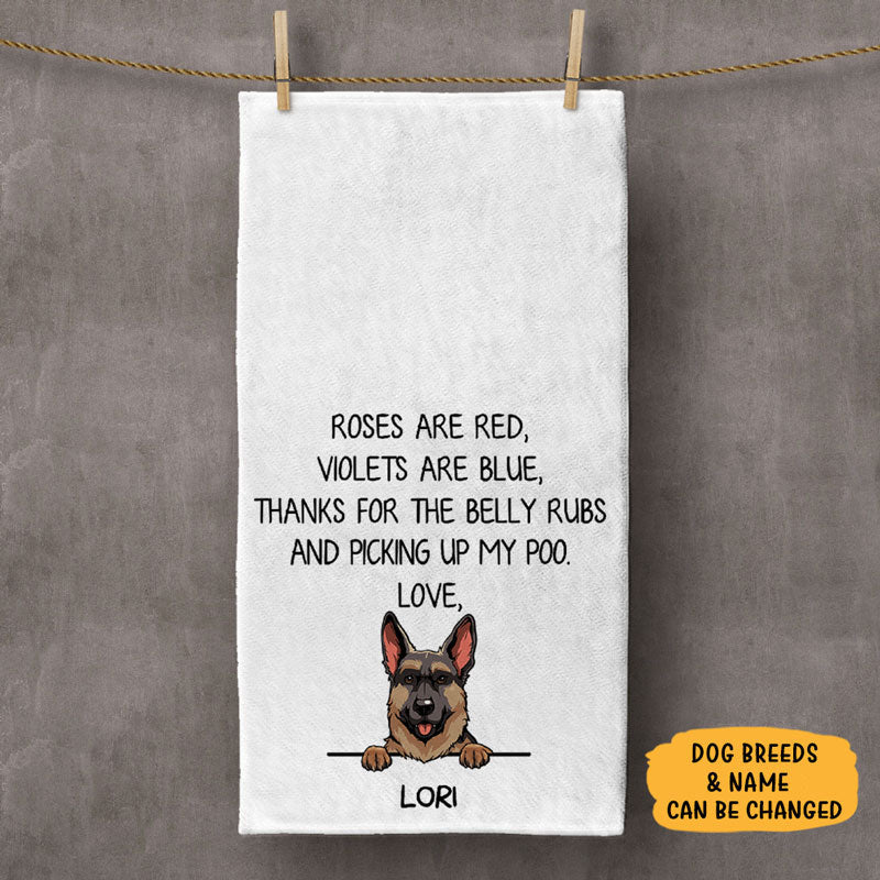 Roses are Red, Personalized Towels, Custom Gift for Dog Lovers