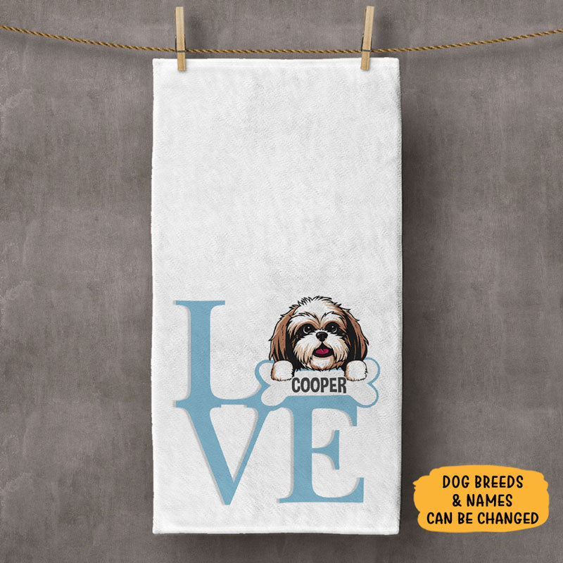 LOVE, Personalized Towels, Custom Gift for Dog Lovers