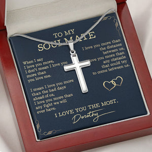 I Love You The Most, Personalized Cross Necklace, Message Card Jewelry, Gift For Him