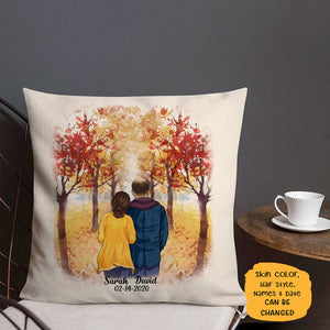 Personalized Autumn Couple Pillow, Fall Anniversary gifts, Gifts for him, Gifts for her