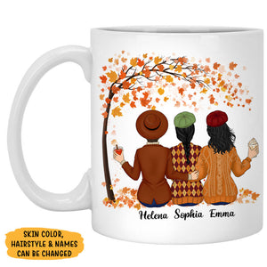 Besties Custom Quotes, Autumn Fall Tree, Personalized Mug, Gift For Best Friends