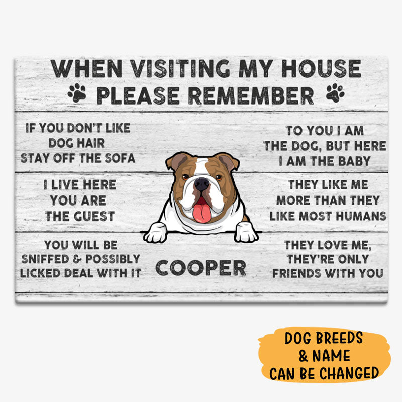 When Visit My House Please Remember, Gift For Dog Lovers, Personalized Doormat, New Home Gift