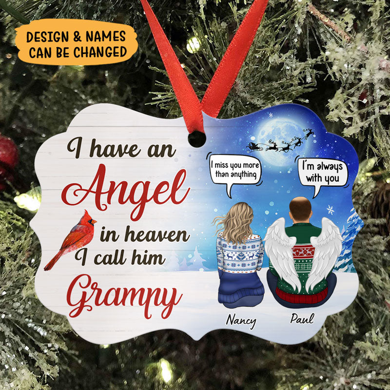 I Have An Angel In Heaven, Memorial Gift, Personalized Aluminium Ornaments, Custom Holiday Gift