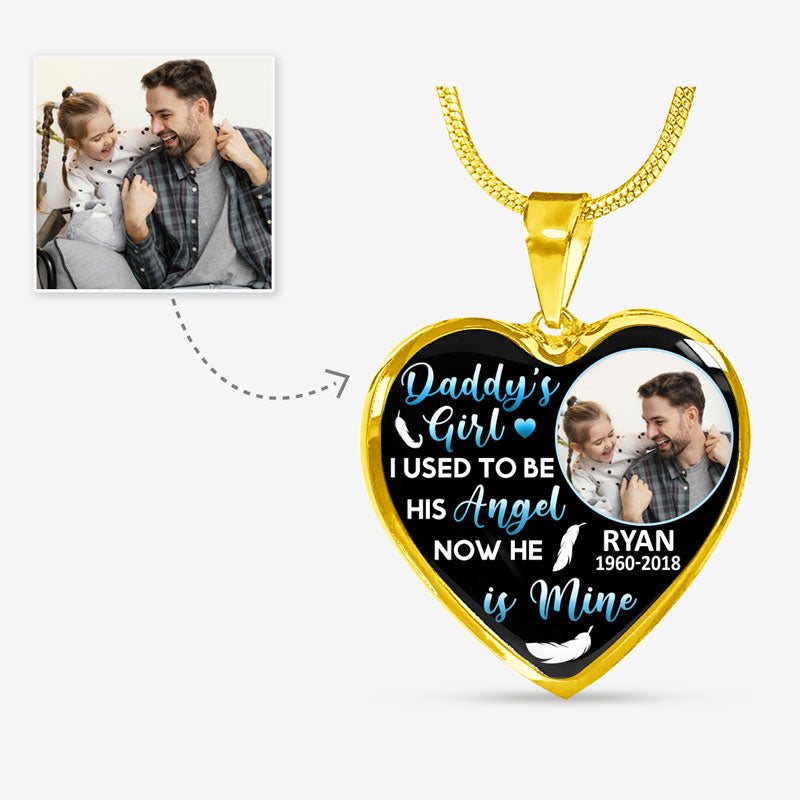 Now He Is My Angel, Custom Photo, Luxury Heart Necklace