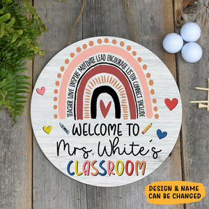 Welcome to Classroom, School Sign, Personalized Round Wood Sign