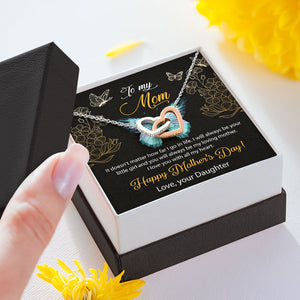 To My Mom, Black Message Card, Interlocking Heart Luxury Necklace, Gift for Mom