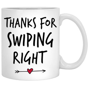 Thanks For Swiping Right, Personalized Mug, Valentine Gifts For Him, Gifts For Her, LGBT Couple Gifts