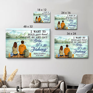 Personalized I Want To Hold Your Hand Canvas, Fishing, Premium Canvas Wall Art