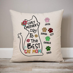 Happy Mother's Day Best Cat Mom, Personalized Pillow, Custom Gift for Cat Lovers