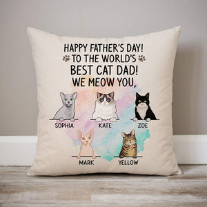 Happy Father's Day Best Cat Dad, Personalized Pillows, Custom Gift for Cat Lovers