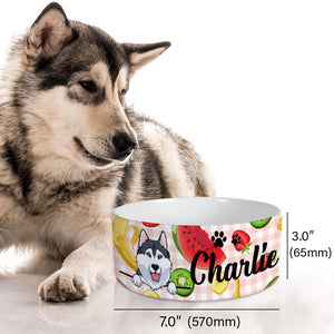 Personalized Custom Dog Bowls, Tropical Fruits, Gift for Dog Lovers