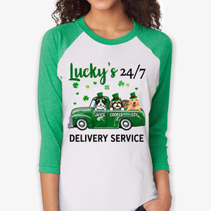 Delivery Service, Dogs Truck, Personalized Unisex Raglan Shirt, St Patricks Day