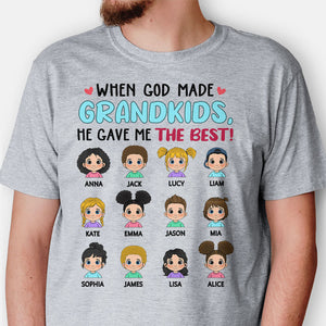 When God Made Grandkids He Gave Me The Best, Custom Kids, Personalized Shirt, Gift for Grandparents