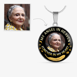 My Angel In Heaven, Luxury Picture Necklace, Unique Custom Engrave Circle Pendant