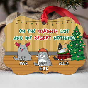 On Naughty List We Regret Nothing, Personalized Aluminium Ornaments, Cat Lovers Gift