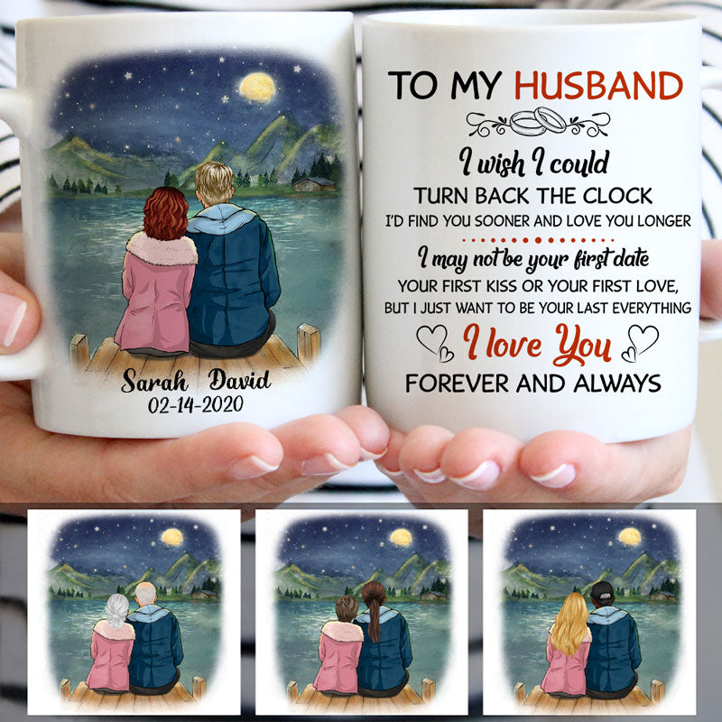 To my husband I wish I could turn back the clock, Night lake view, Anniversary gifts, Personalized gifts for him