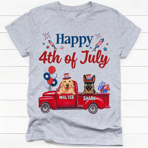 Happy 4th Of July, Truck, Gift For Dog Lover, Custom Shirt For Dog Lovers, Personalized Gifts