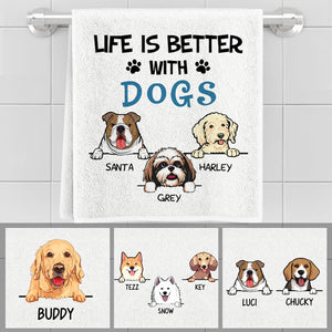 Life Is Better, Personalized Towels, Custom Gift for Dog Lovers