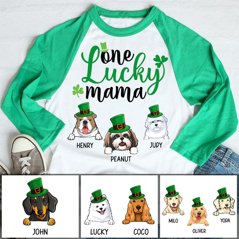 One Lucky Mama, St Patrick's Day Shirt 2021, Personalized St. Patrick's Day Unisex Raglan Shirt, St Patricks Day