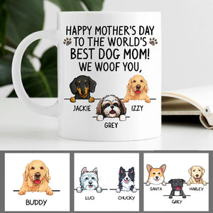 To The World Best Dog Mom, Funny Personalized Coffee Mug with over 100 Dog Breeds, Custom Gift for Dog Lovers