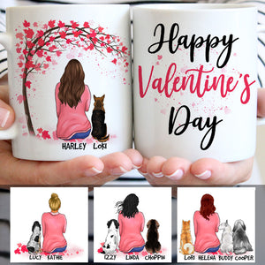 Happy Valentine Day, Red Tree, Personalized Mugs, Custom Gifts for Dog Lovers