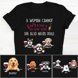 A Women Cannot Survive, Dark Color Custom T Shirt, Personalized Gifts for Dog Lovers