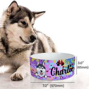 Personalized Custom Dog Bowls, Colorful Paint Splatter, Gift for Dog Lovers