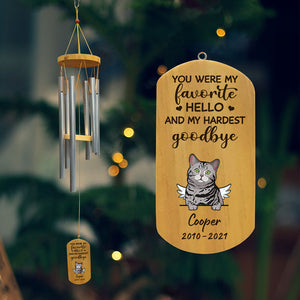 You Were My Favorite Hello And Hardest Goodbye, Personalized Wind Chimes, Memorial Gifts For Cat Lovers