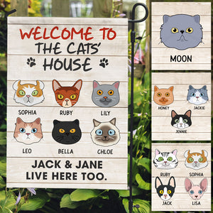 Welcome To The Cat House, Cat Face, Personalized Cat Decorative Garden Flags