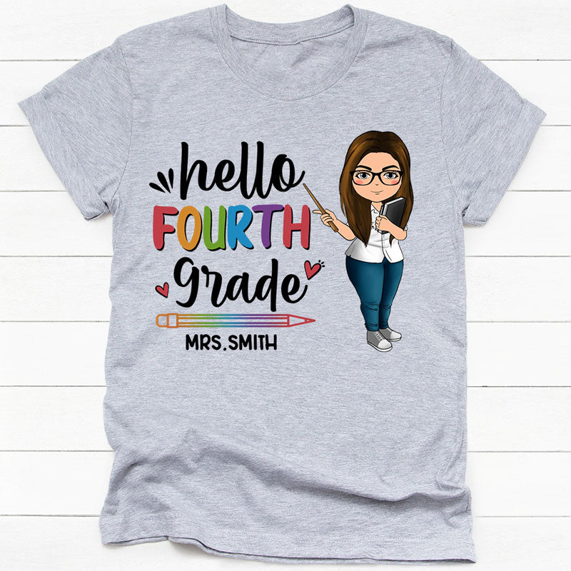 Hello Custom Grade, Personalized Back To School Shirt, Teacher Gift