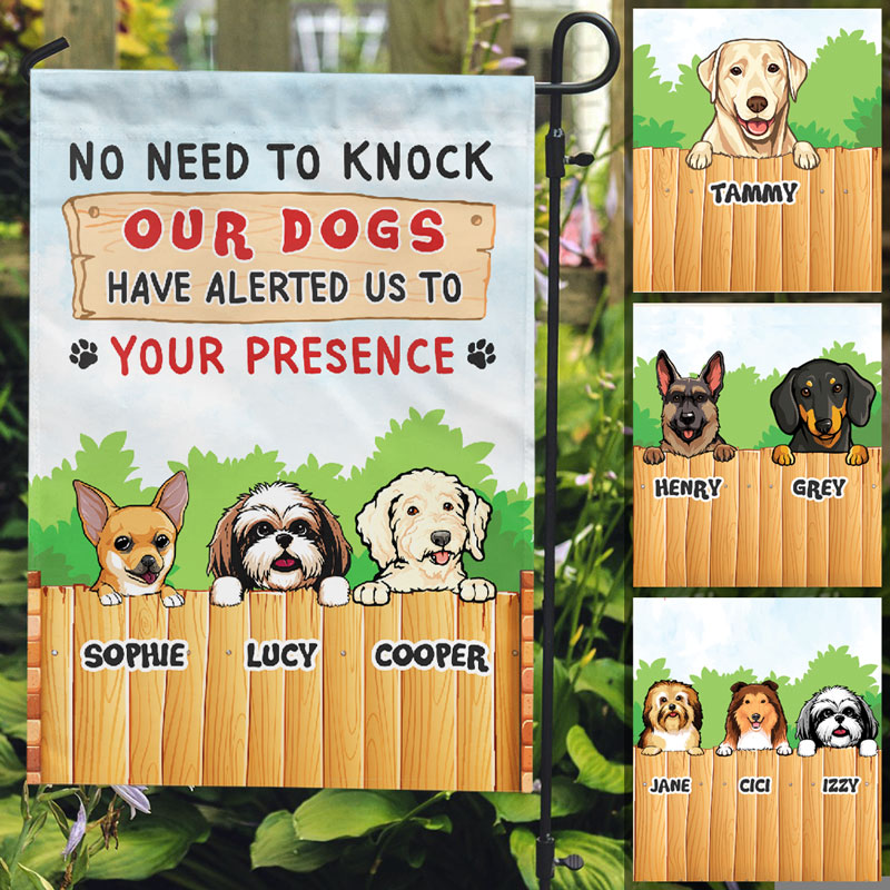 No Need To Knock, Custom Flags, Personalized Dog Decorative Garden Flags