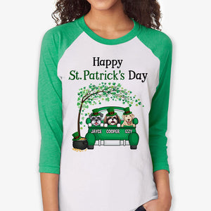 Happy St. Patrick's Day, Dogs Car, Personalized Unisex Raglan Shirt, St Patricks Day