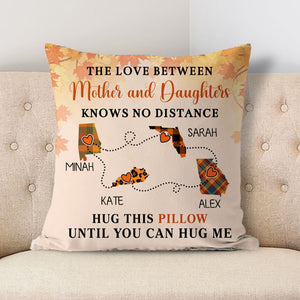 The Love Between Family Knows No Distance, Autumn Fall, Personalized State Colors Pillow