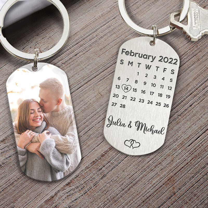 Save The Day, 2022 Calendar Keychain, Personalized Keychain, Anniversary Gifts, Custom Photo