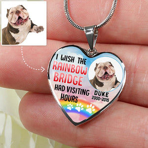 The Rainbow Bridge, Pet Memorial, Custom Photo, Luxury Heart Necklace