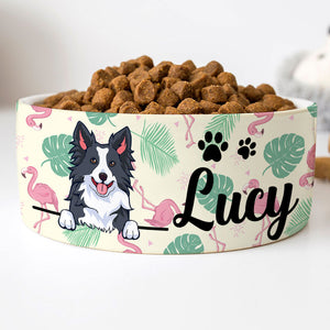 Personalized Custom Dog Bowls, Flamingo, Gift for Dog Lovers