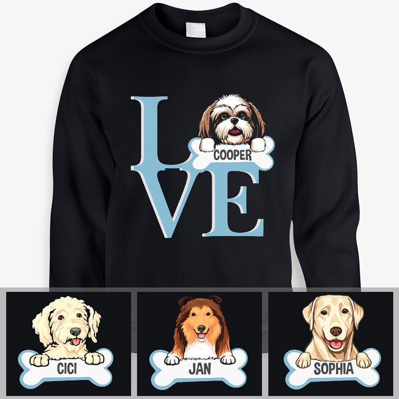 LOVE, Personalized Custom Sweaters, T shirts, Custom Gifts for Dog Lovers