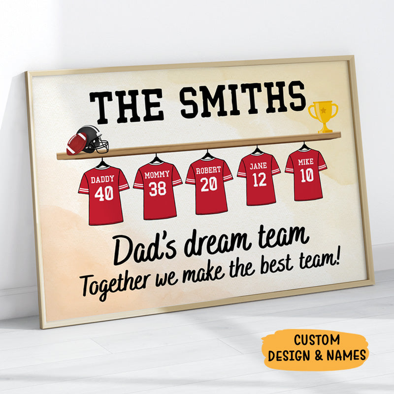 Personalized Dad's Dream Team Poster, Customized Father's Day Gifts