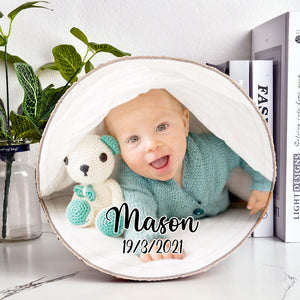 Baby Portrait Wood Slice Photo, Personalized Baby Photo Wood Slice, Custom Photo Gift