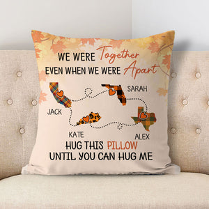 Custom Long Distance Quotes, Autumn Fall, Personalized State Colors Pillow