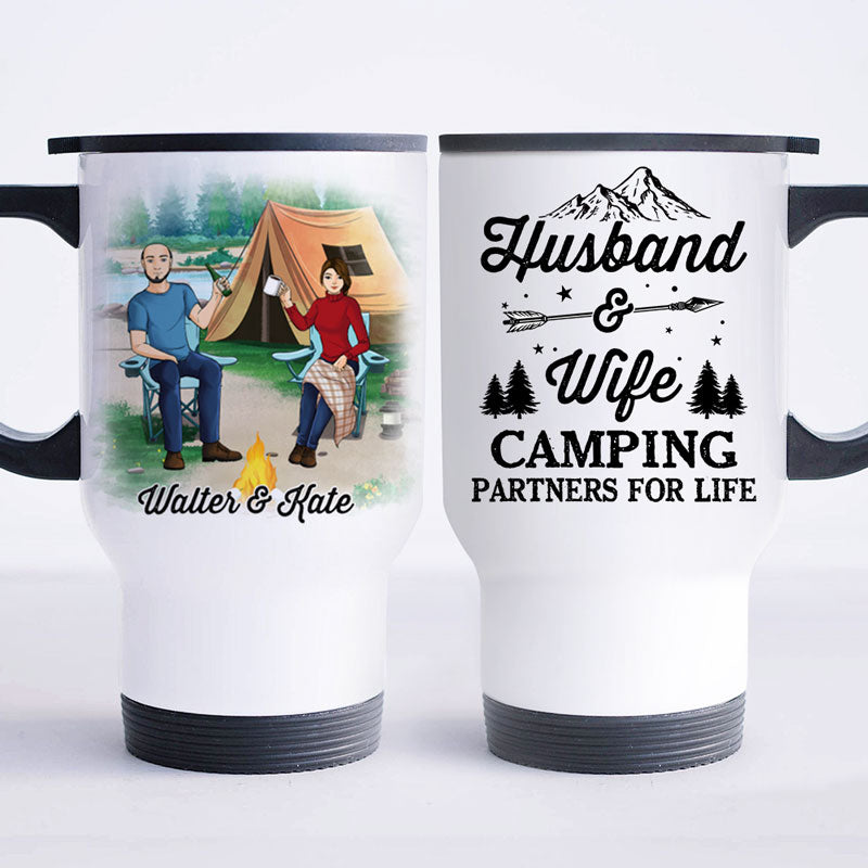 Camping Partners For Life, Personalized Camping Travel Mug, Gift For Camping Couple