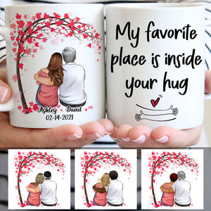 My Favorite Place Is Inside Your Hug, Couple Tree, Anniversary gifts, Personalized Mugs, Valentine's Day gift