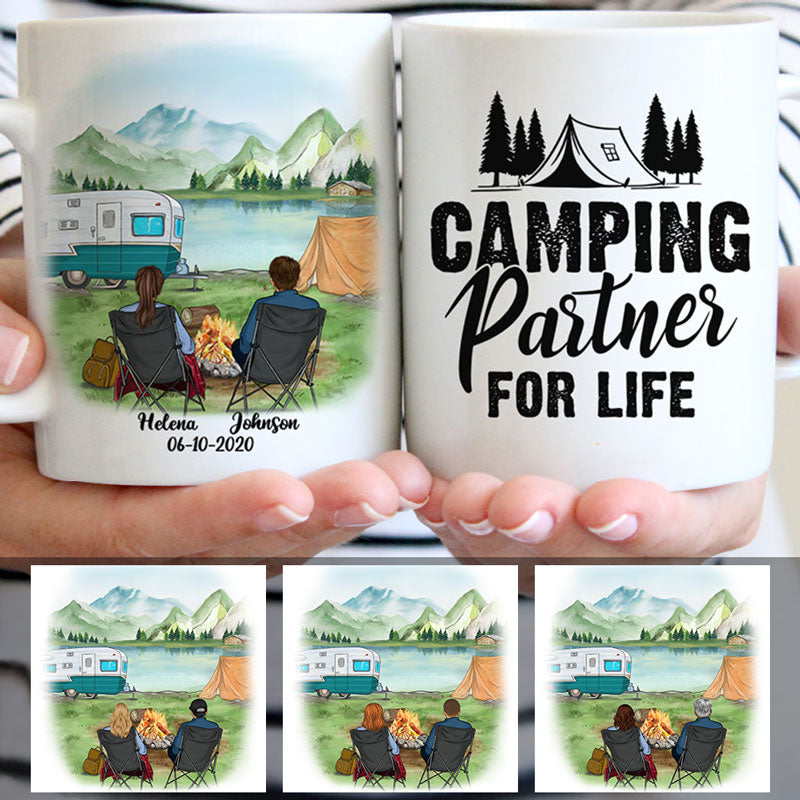 Camping Partner for Life, Customized Camping Couple mug, Anniversary gifts, Personalized gifts