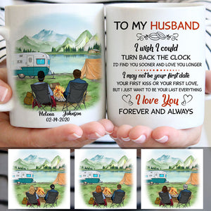 I wish I could turn back the clock, Customized Camping Couple mug, Anniversary gifts, Personalized gifts for him