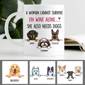 A Women Cannot Survive, Personalized Coffee Mug, Custom Gift for Dog Lovers