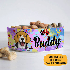 Personalized Custom Dog Bowls, Colorful Paint Splatter, Gift for Dog Lovers