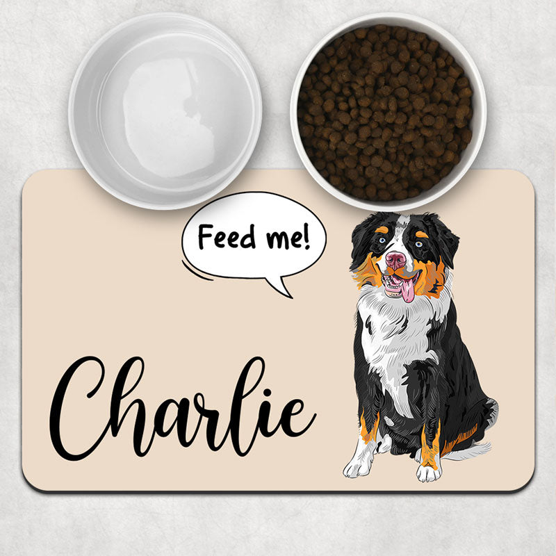 Feed Me Conversation Pet Placemat, Personalized Pet Food Mat, Gifts For Dog Lovers