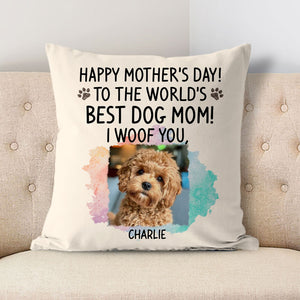 Happy Mother's Day, I Woof You, Personalized Pillows, Custom Gift for Dog Lovers